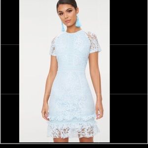 PRETTYLITTLETHING Dusty Blue Frill Hem Bodycon